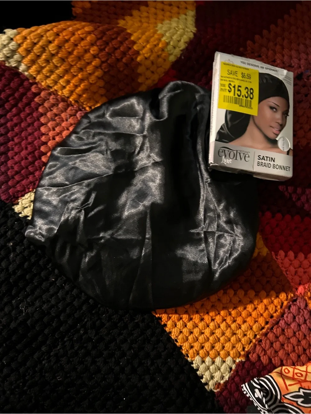 REVOLVE Black Satin Braid Bonnet - Luxe Hair Protector